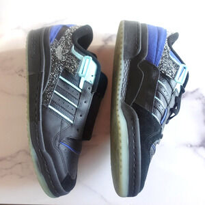 Adidas Forum Exhibit Sneakers Mens Size 9.5 Black Teal Leather Tropical Beach